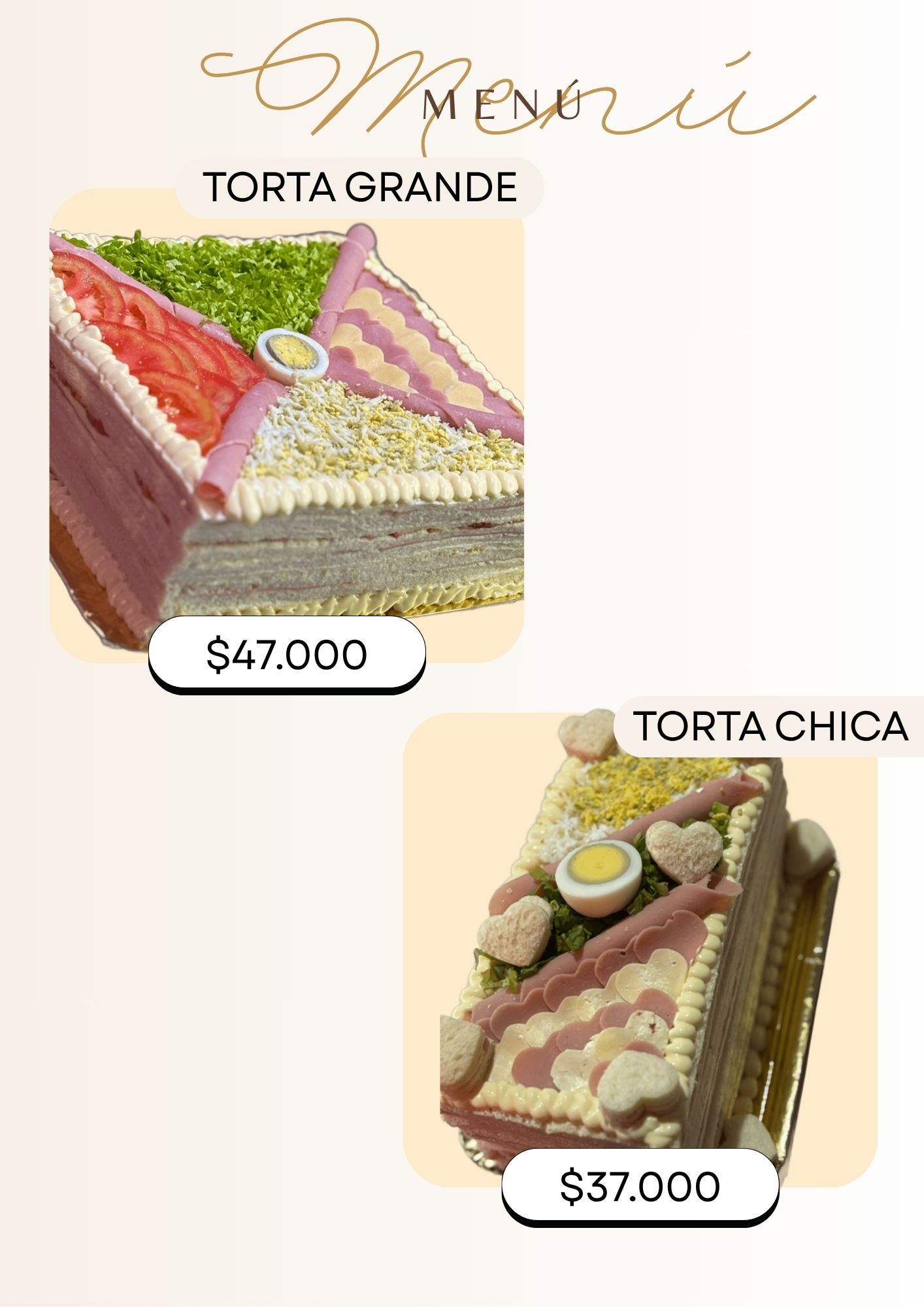 Menú de tortas Kary